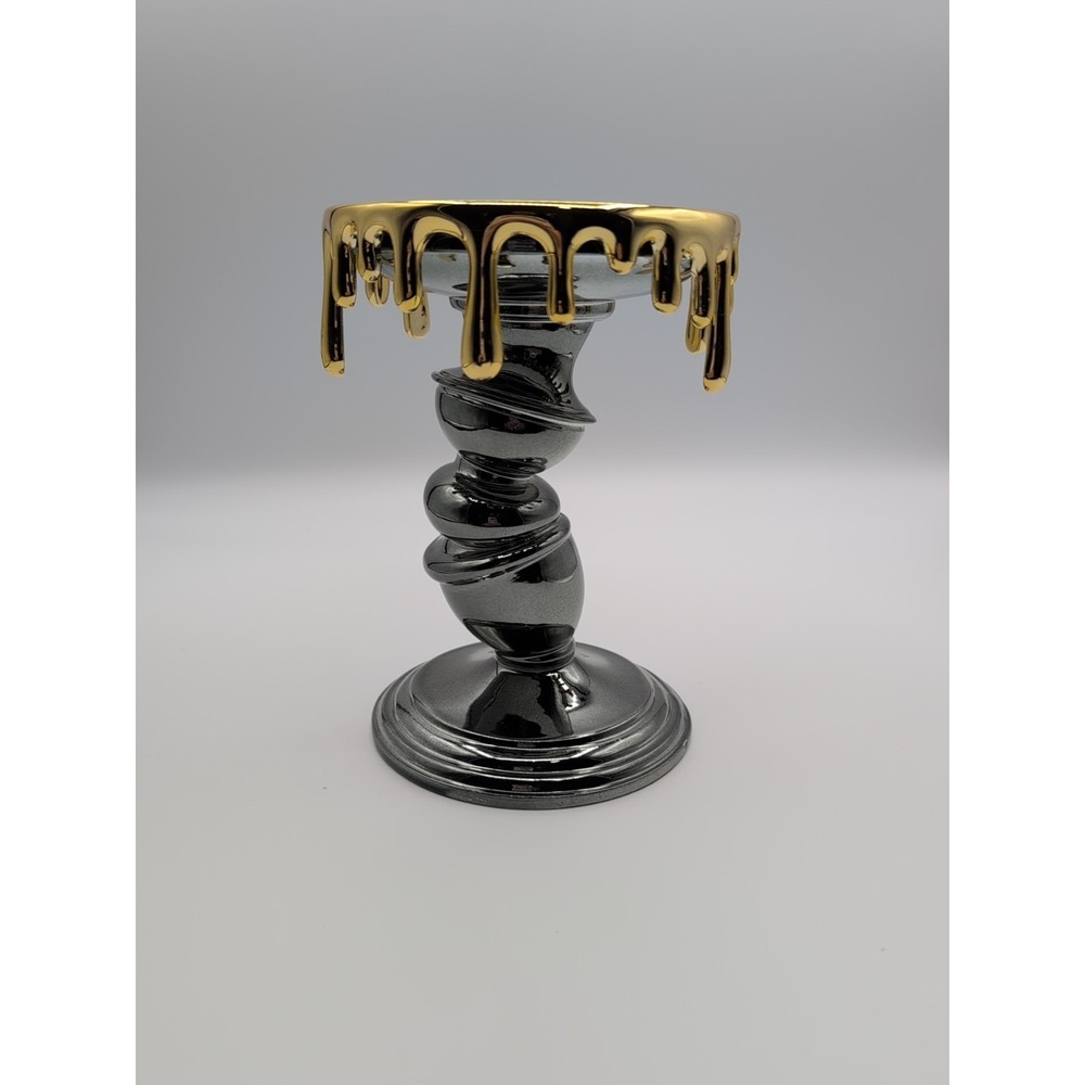 Bath & Body‎ Works Halloween 2021 Gold Drip Tilted Pedastal 3 Wick Candle Holder